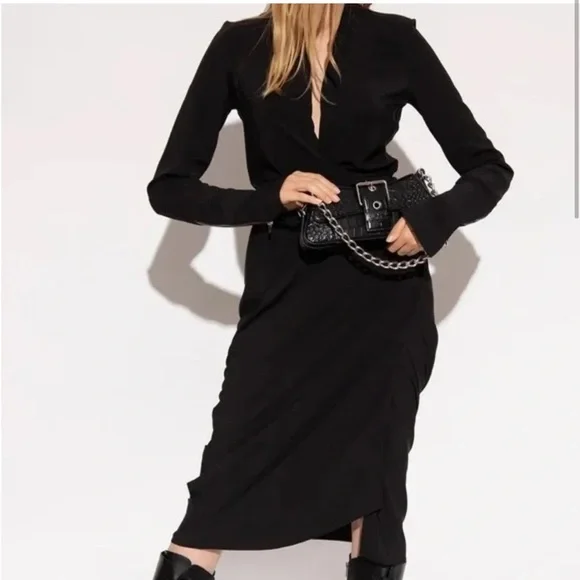 Rick Owens Drape Long Sleeve Wrap Dress Size 40 - Picture 6 of 13